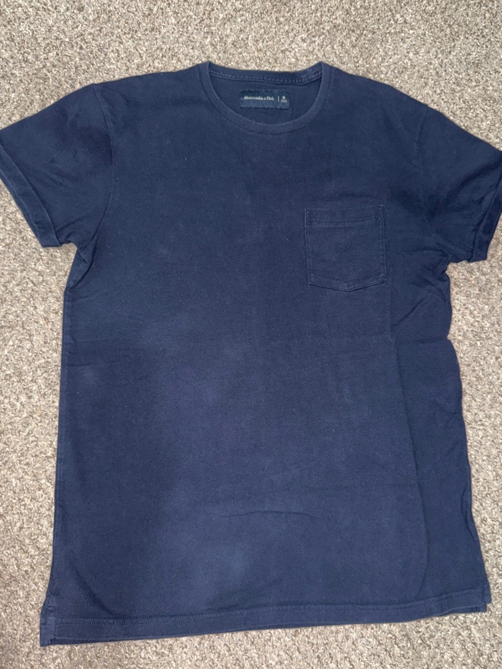 Abercrombie & Fitch Men's Navy Short Sleeve Pocket Tee Rolled Sleeves
